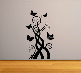 Sticker forma vegetala cu fluturasi