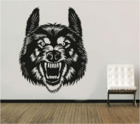 Sticker decorativ cap de lup