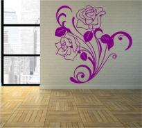 Sticker decorativ de perete trandafir stilizat