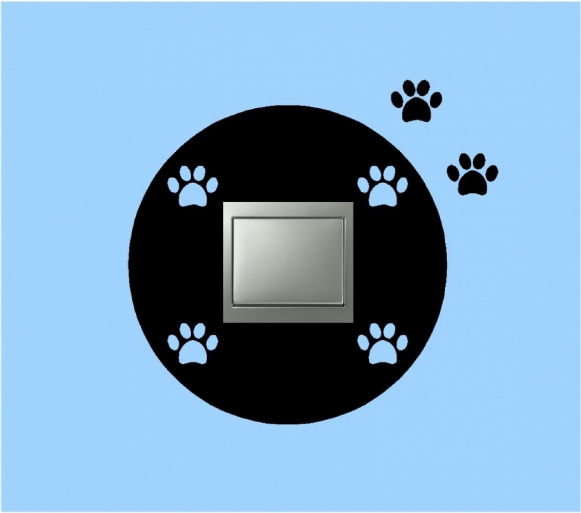 Sticker decorativ pentru intrerupator labute de caine