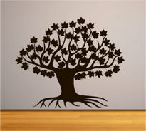 Sticker decorativ stejar cu frunze