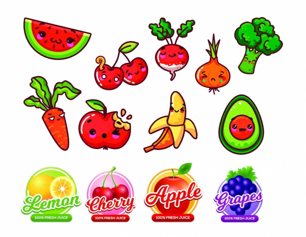 Pachet stickere fructe si legume