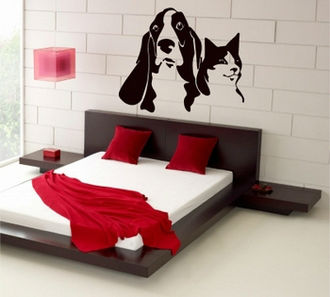 Sticker caine si pisica