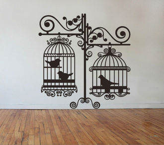 Sticker colivie cu pasari