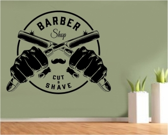 Sticker decorativ Barber shop Cut and Shave