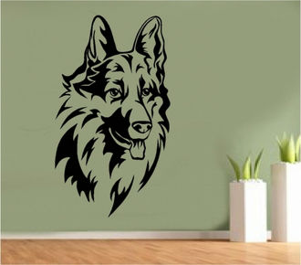 Sticker decorativ cap de caine ciobanesc german