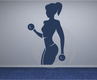 Sticker decorativ femeie cu gantere