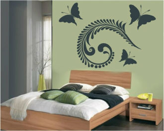 Sticker decorativ floral cu fluturasi