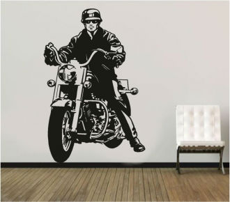 Sticker decorativ motociclist pe chopper