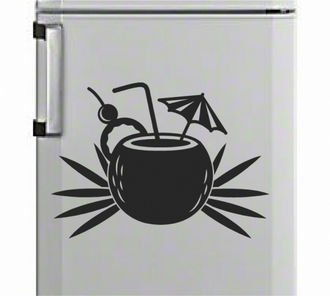 Sticker decorativ nuca de cocos cu umbreluta