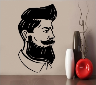 Sticker decorativ portret barbat
