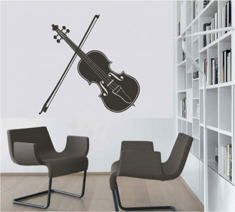 Sticker decorativ vioara cu arcus