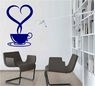 Sticker Ceasca cafea in forma de inimioara