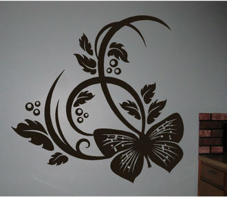 Sticker floral cu fluturas