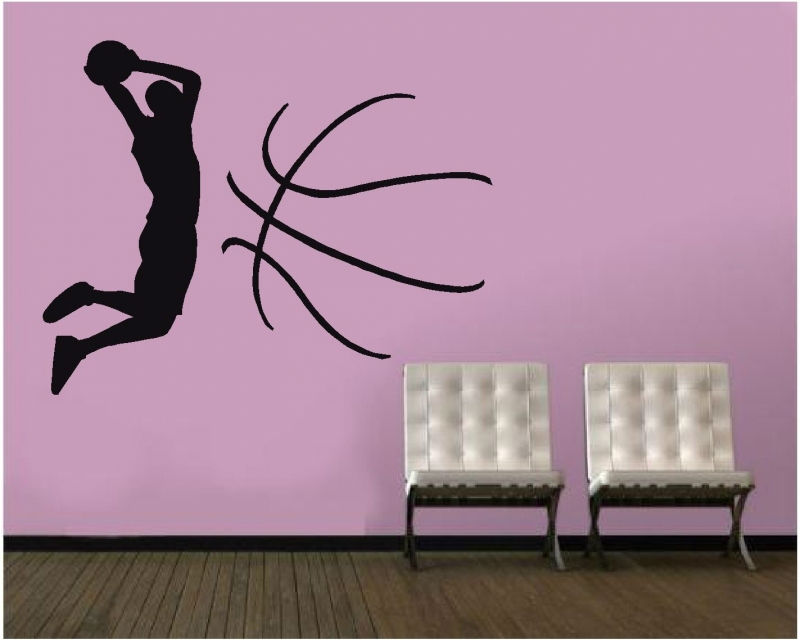 Sticker decorativ baschetbalist slam dunk