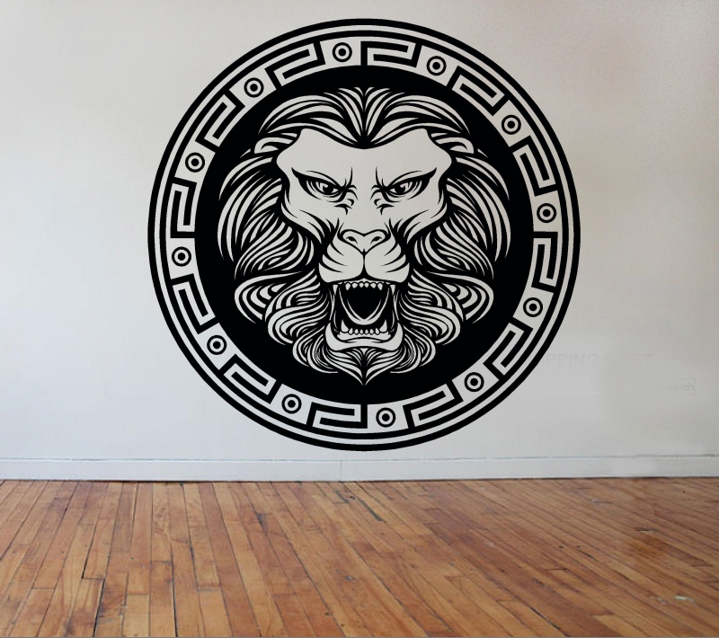 Sticker decorativ cap de leu stilizat