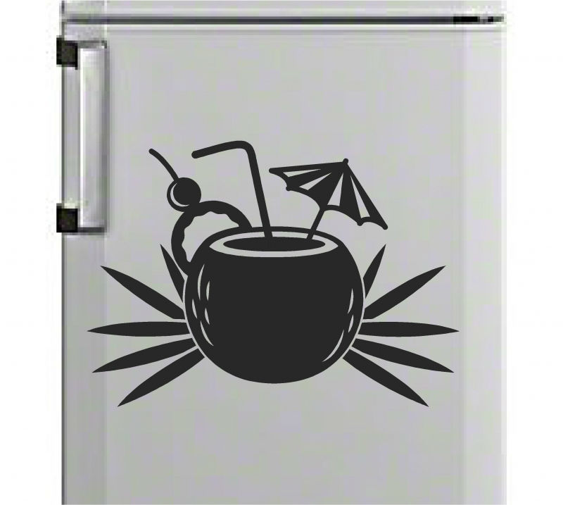 Sticker decorativ nuca de cocos cu umbreluta