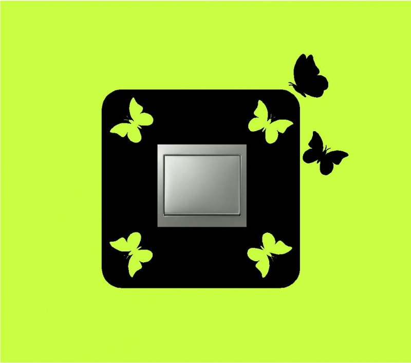 Sticker intrerupator patrat cu fluturi