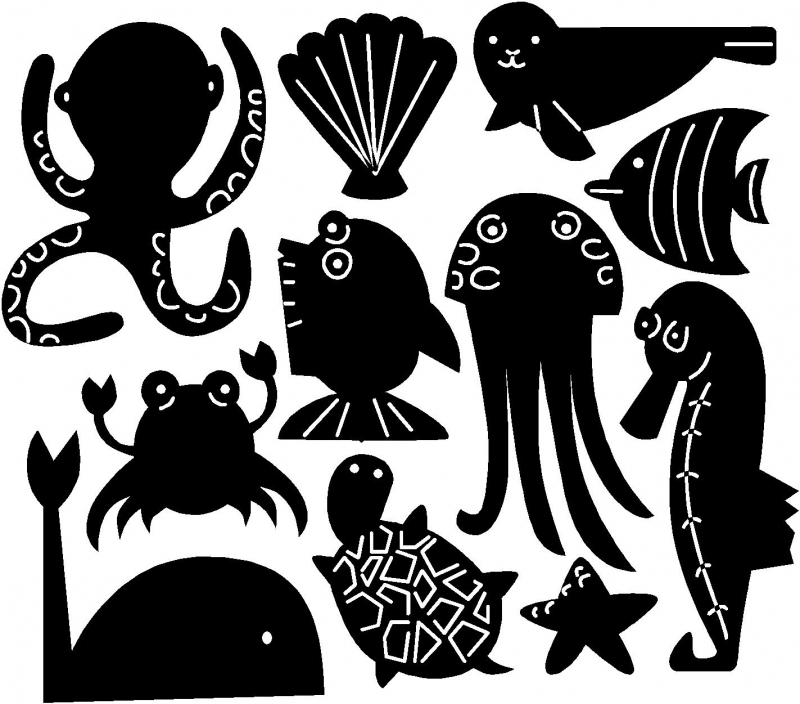 Sticker decorativ diverse animale marine